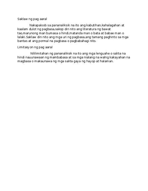 saklaw ng pag aaral in english|English Research Vocabulary => Filipino Research Vocabulary.
